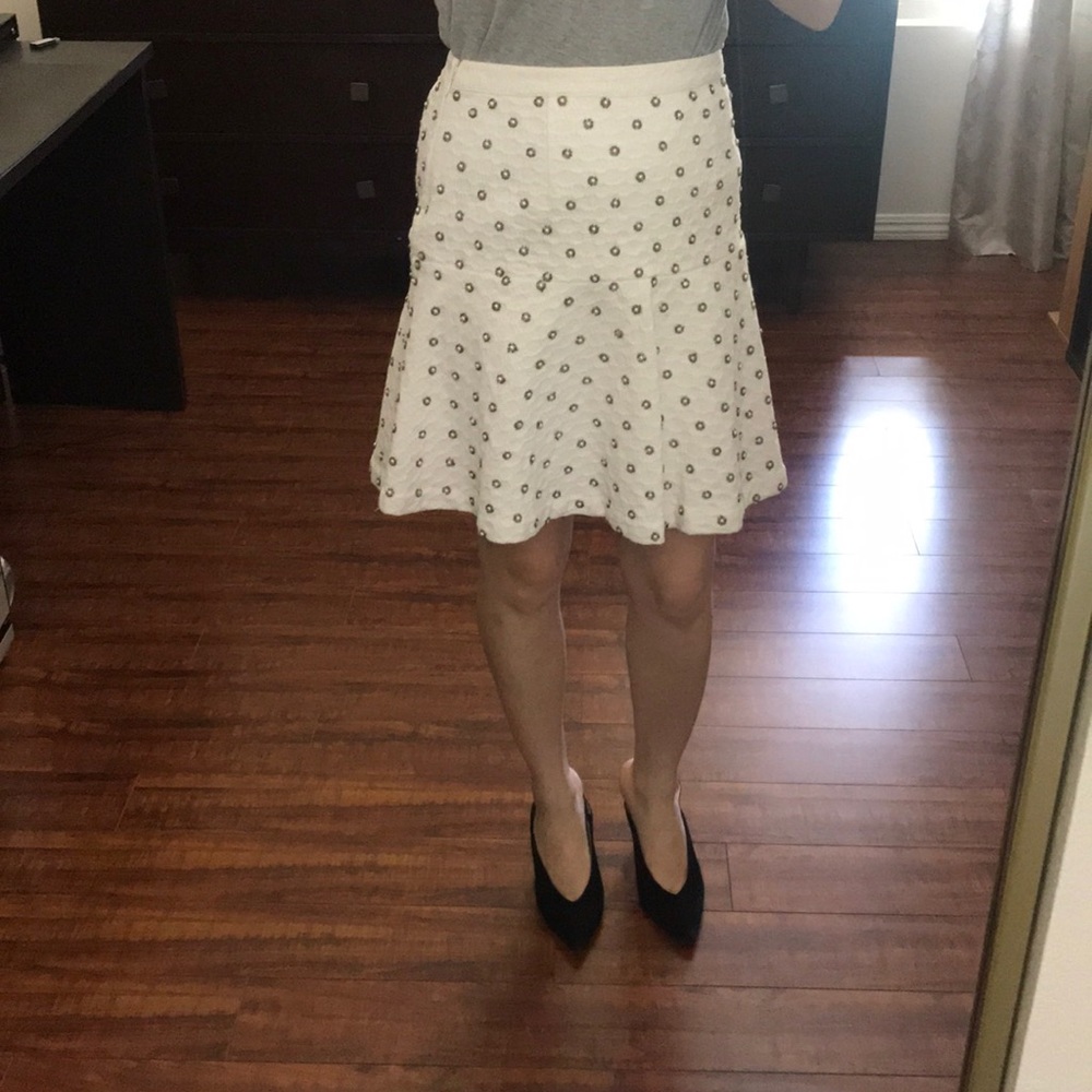 Joie White Bejeweled Skirt
